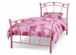 2ft6 Small Single Pink Metal Bed Frame 1